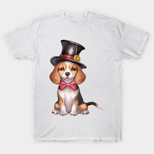 Watercolor Beagle Dog in Magic Hat T-Shirt